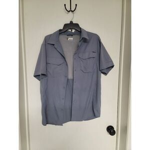 ~ mens grey full button up columbia shirt